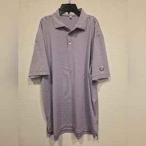 Peter Millar Summer Comfort Golf Polo Shirt Mens Large Purple Striped
